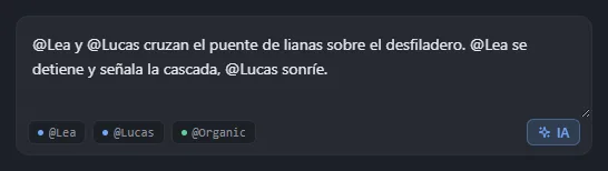 Una idea de escena escrita en el campo de texto, antes de hacer clic en IA