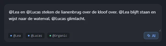 Een scène-idee ingevoerd in het tekstveld, vóór het klikken op AI